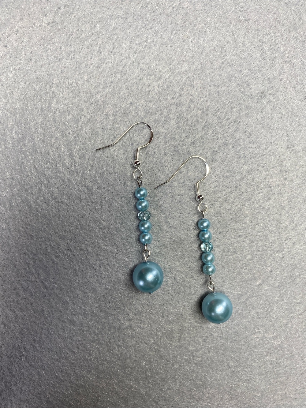 HANDMADE Light Blue Long Dangle Women's Earrings
